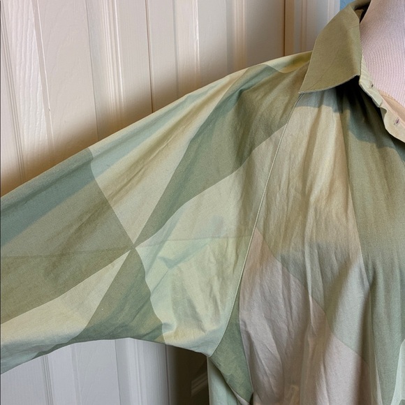 MARIMEKKO Aikansa Paaryna Finland Square Shirt Dress dusty green blocks Vintage - Picture 6 of 15